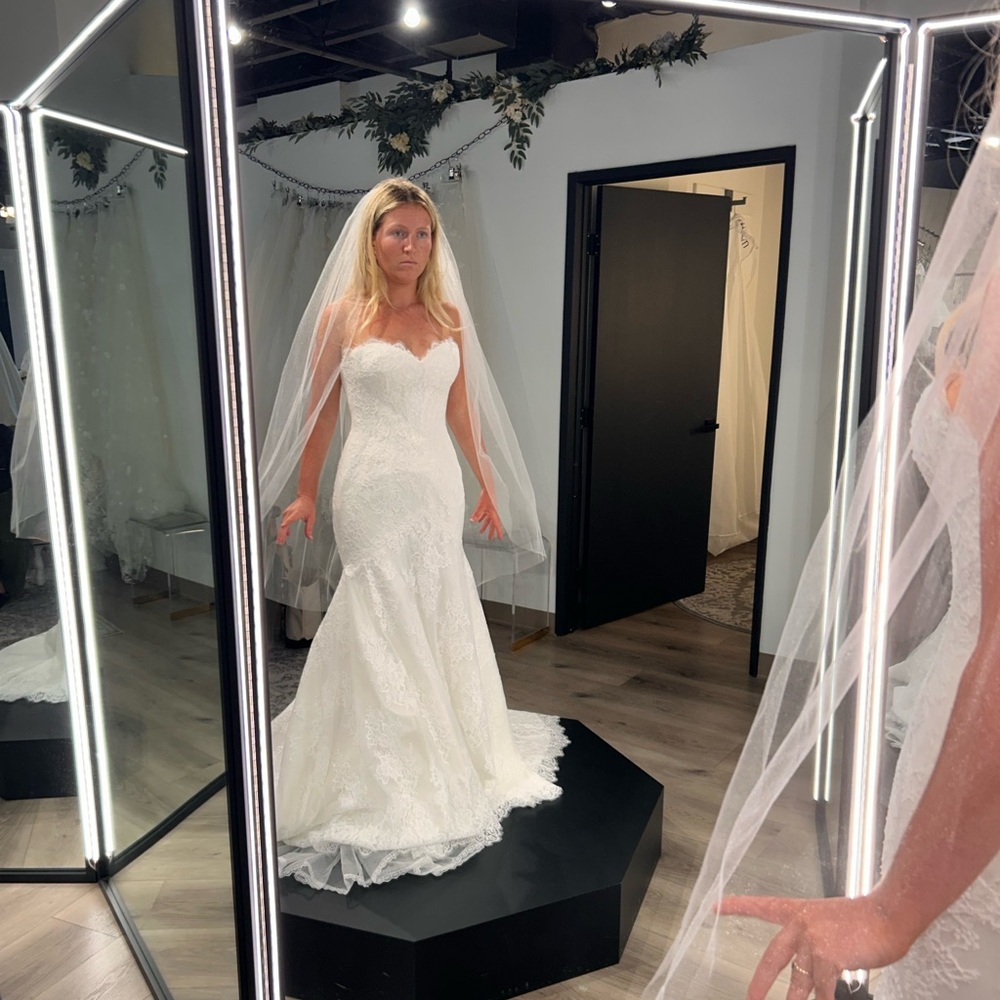 Matthew Christopher Grace Gown - Lace Sweetheart Mermaid Wedding Gown in Ivory